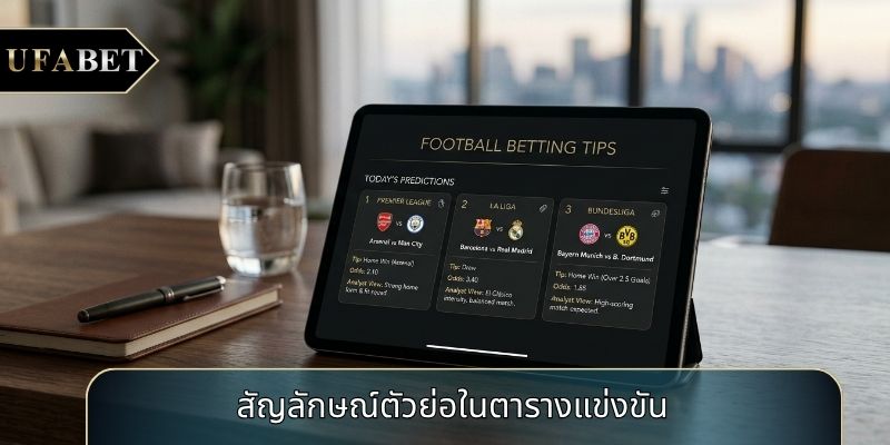 สัญลักษณ์ตัวย่อในตารางแข่งขัน สัญลักษณ์ตัวย่อในตารางแข่งขัน